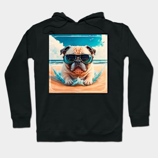 Pug on beach Hoodie